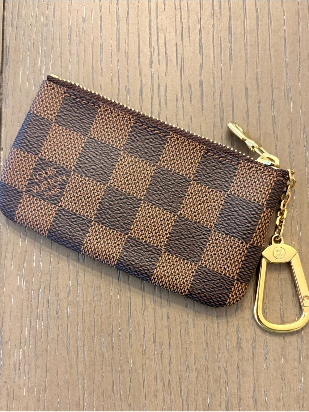 Louis Vuitton Brown Damier Key Pouch with Gold Hardware
